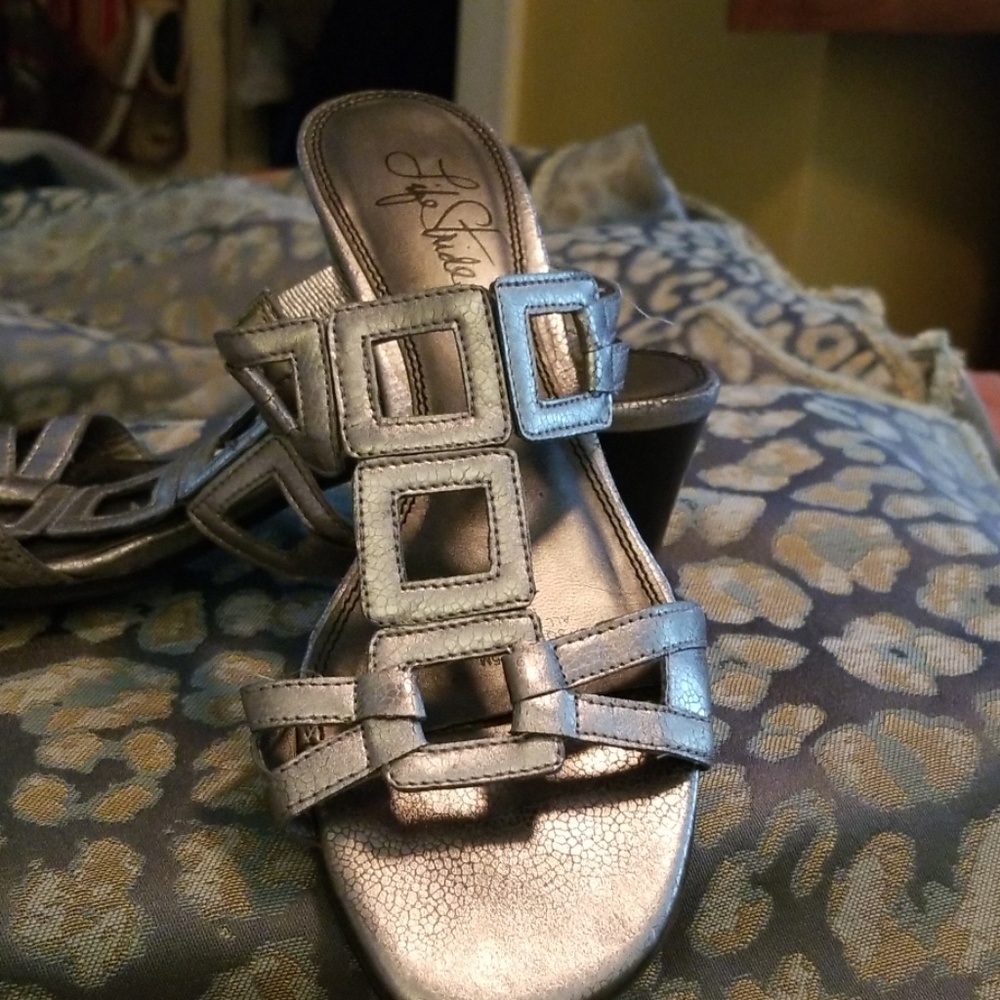 2/$25 Life Stride Pewter Sandal Slide 6M